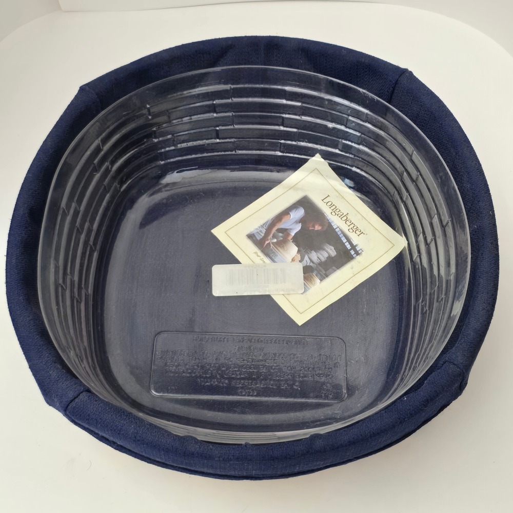 Longaberger Large Catch All Basket 2006 Navy Blue Liner Protector Brown Woven